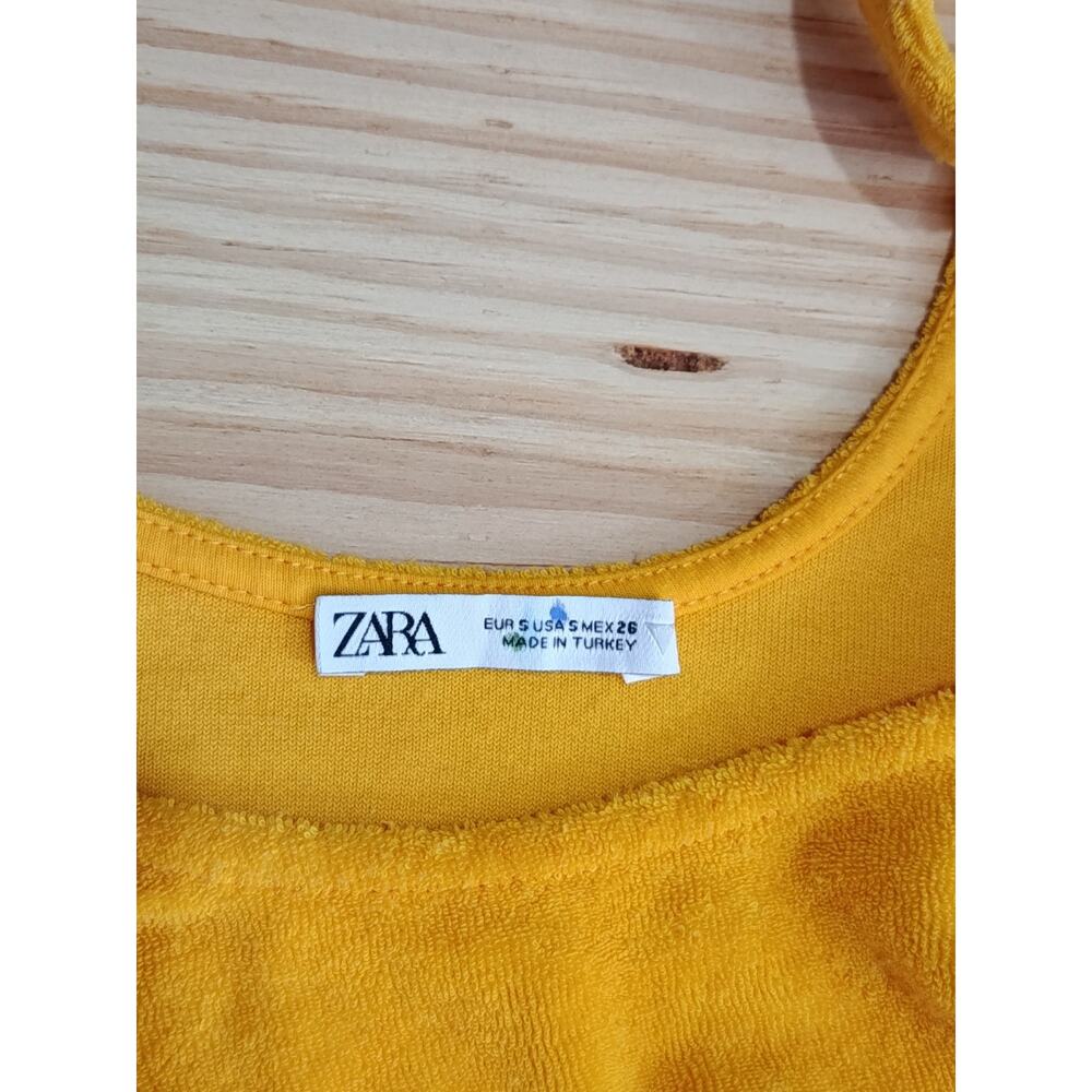 Zara Terry Cloth Tank Mini Dress Yellow Cover Up Small Beachy Vacation - Picture 6 of 12